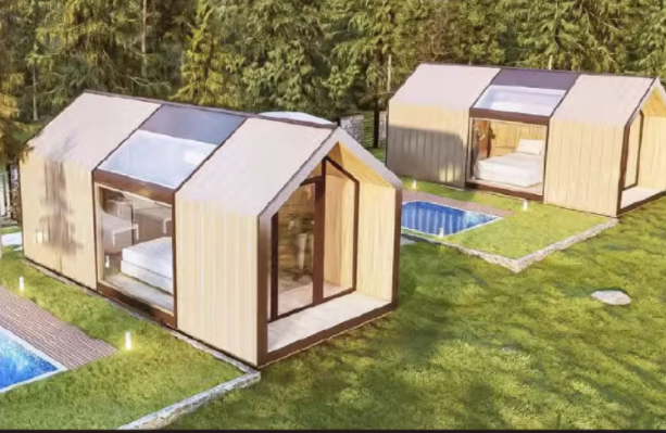 A-Frame durable prefab small house Farm Cabin hotel container home tiny triangle House Villa